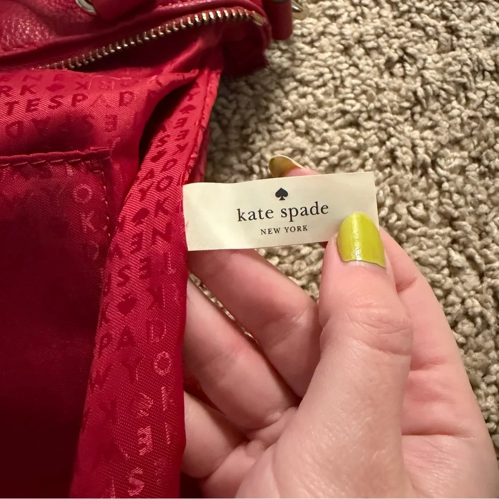 Kate Spade Pine Street Small Kori Leather Purse Red Gold Hardware
